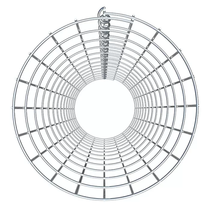 Gabiona Gabionensäule - Durchmesser: 32 cm, Höhe: 130 cm, Stahl, Maschenbreite: 50 mm, Maschenhöhe: 100 mm - Zylindrischer Schutzkorb aus Silbermetall mit Spiralanschluss oben.
