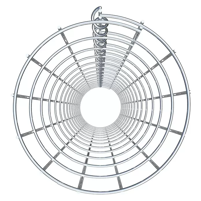 Gabiona Gabionensäule - Durchmesser: 22 cm, Höhe: 140 cm, Stahl, Maschenbreite: 50 mm, Maschenhöhe: 100 mm - Glänzendes silbernes Metall-Spiralrohr mit innerer Leiterstruktur.