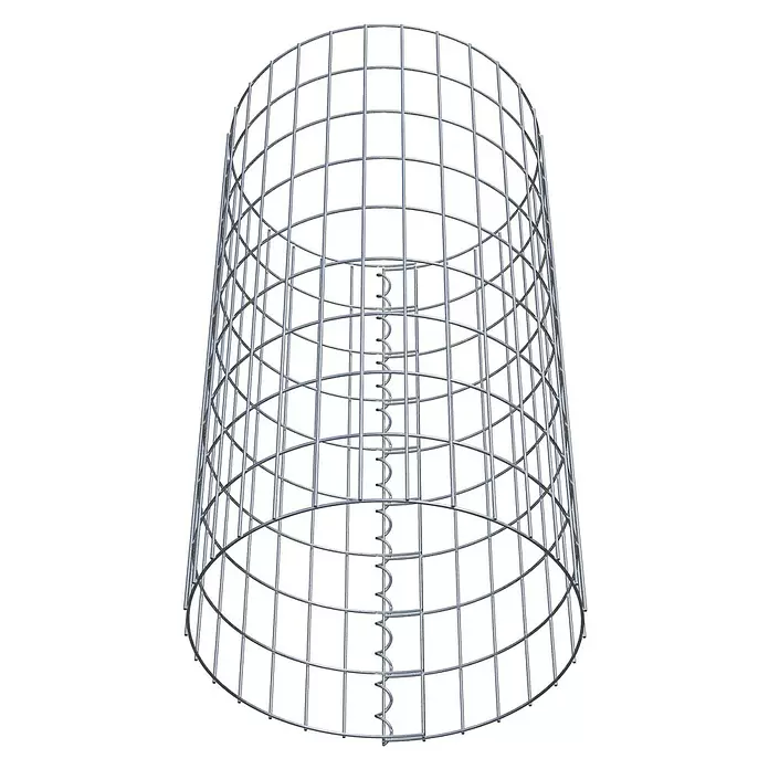 Gabiona Gabionensäule - Durchmesser: 47 cm, Höhe: 90 cm, Stahl, Maschenbreite: 50 mm, Maschenhöhe: 100 mm - Verzinkter Metallgitterzylinder mit innerer Spiralstütze.