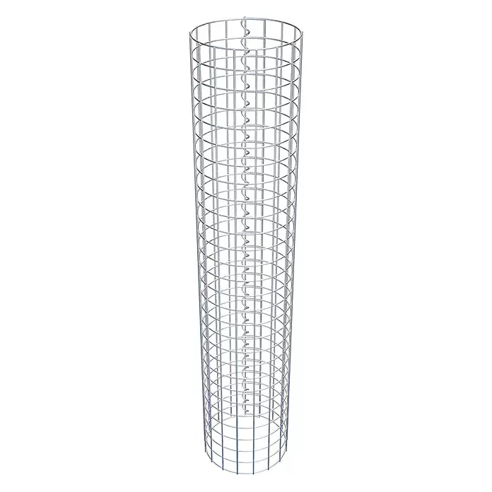 Gabiona Gabionensäule - Durchmesser: 27 cm, Höhe: 140 cm, Stahl, Maschenbreite: 50 mm, Maschenhöhe: 50 mm - Zylindrischer Drahtgitterkorb aus Metall mit Innenspirale, für Baumschutz oder Gabionen.
