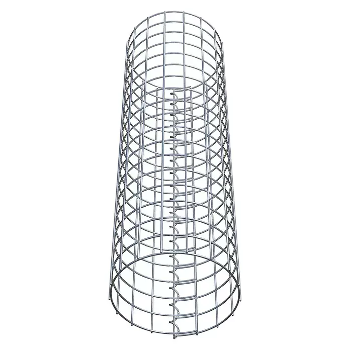 Gabiona Gabionensäule - Durchmesser: 27 cm, Höhe: 90 cm, Stahl, Maschenbreite: 50 mm, Maschenhöhe: 50 mm - Zylindrischer Pflanzenstützkäfig aus silbernem Metall mit Gitter und Innenspirale.