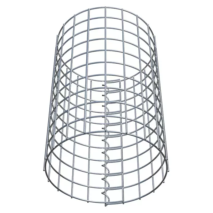 Gabiona Gabionensäule - Durchmesser: 32 cm, Höhe: 50 cm, Stahl, Maschenbreite: 50 mm, Maschenhöhe: 50 mm - Zylindrische Metallgitter- oder Drahtgestellstruktur.