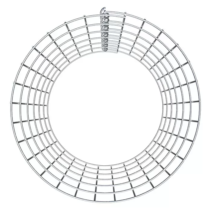 Gabiona Gabionensäule - Durchmesser: 47 cm, Höhe: 60 cm, Stahl, Maschenbreite: 50 mm, Maschenhöhe: 100 mm - Rundes Gitter aus silbernem Metall mit Spiralbindung oben.