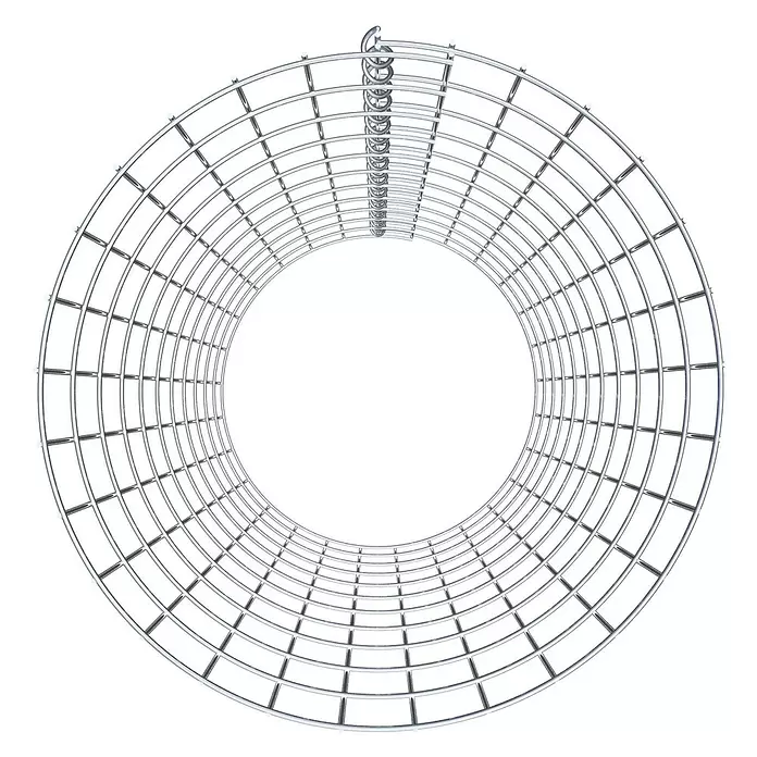 Gabiona Gabionensäule - Durchmesser: 47 cm, Höhe: 110 cm, Stahl, Maschenbreite: 50 mm, Maschenhöhe: 100 mm - Zylindrisches Metallgitter in Silber mit gewickeltem Aufhänger oben.