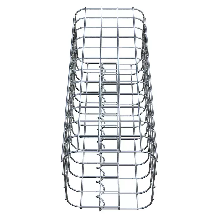Gabiona Gabionensäule - 22 x 22 x 60 cm, Stahl, Maschenbreite: 50 mm, Maschenhöhe: 50 mm - Verchromter Metall-Gitterkorb, rechteckig mit abgerundeten Ecken.