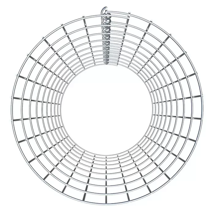 Gabiona Gabionensäule - Durchmesser: 42 cm, Höhe: 90 cm, Stahl, Maschenbreite: 50 mm, Maschenhöhe: 100 mm - Silbernes Metallgitter in Kreisform mit Spiralaufhängung.
