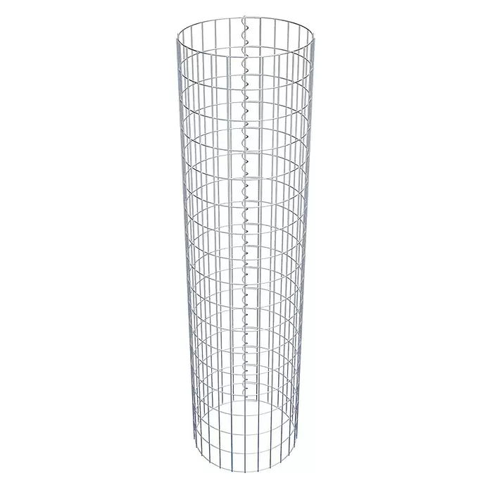 Gabiona Gabionensäule - Durchmesser: 42 cm, Höhe: 170 cm, Stahl, Maschenbreite: 50 mm, Maschenhöhe: 100 mm - Zylindrischer Gabionenkorb aus silbernem Drahtgeflecht mit Spiralverbindungen.