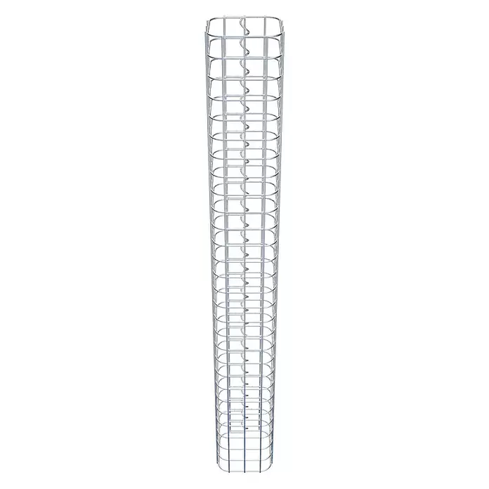 Gabiona Gabionensäule - 17 x 17 x 140 cm, Stahl, Maschenbreite: 50 mm, Maschenhöhe: 50 mm - Hoher silberner Metall-Pflanzenstützkäfig mit Innenspirale.