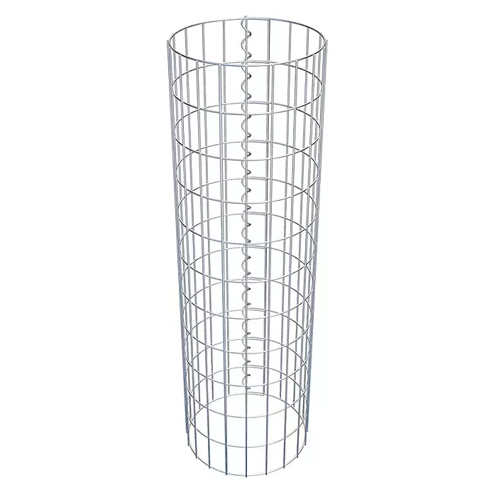 Gabiona Gabionensäule - Durchmesser: 32 cm, Höhe: 110 cm, Stahl, Maschenbreite: 50 mm, Maschenhöhe: 100 mm - Runder Drahtgitterkorb aus Metall mit vertikaler Stützspirale, ideal für Gabionen.