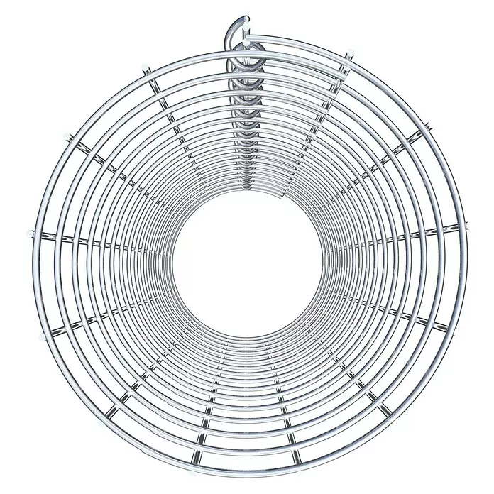Gabiona Gabionensäule - Durchmesser: 22 cm, Höhe: 80 cm, Stahl, Maschenbreite: 50 mm, Maschenhöhe: 50 mm, Spirale - Glänzendes silberfarbenes Metallspiralgitter, zylindrisch geformt mit horizontalen Ringen und vertikalen Verbindungsstäben.