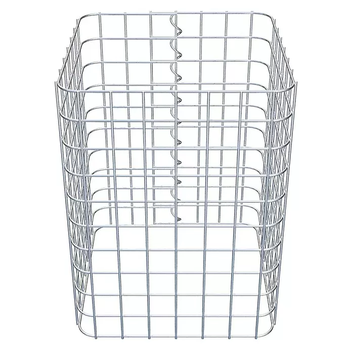 Gabiona Gabionensäule - 37 x 37 x 50 cm, Stahl, Maschenbreite: 50 mm, Maschenhöhe: 50 mm - Stabiler rechteckiger Drahtkorb aus silbernem Metall mit Spiralverbindern für modulare Gabionen.