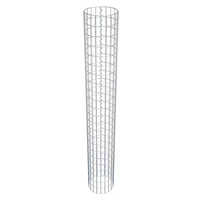 Gabiona Gabionensäule - Durchmesser: 32 cm, Höhe: 230 cm, Stahl, Maschenbreite: 50 mm, Maschenhöhe: 100 mm - Zylinderförmiges Drahtgitter aus verzinktem Stahl für Gabionen oder Baumschutz, mit zentralem Spiralverbindungsdraht.