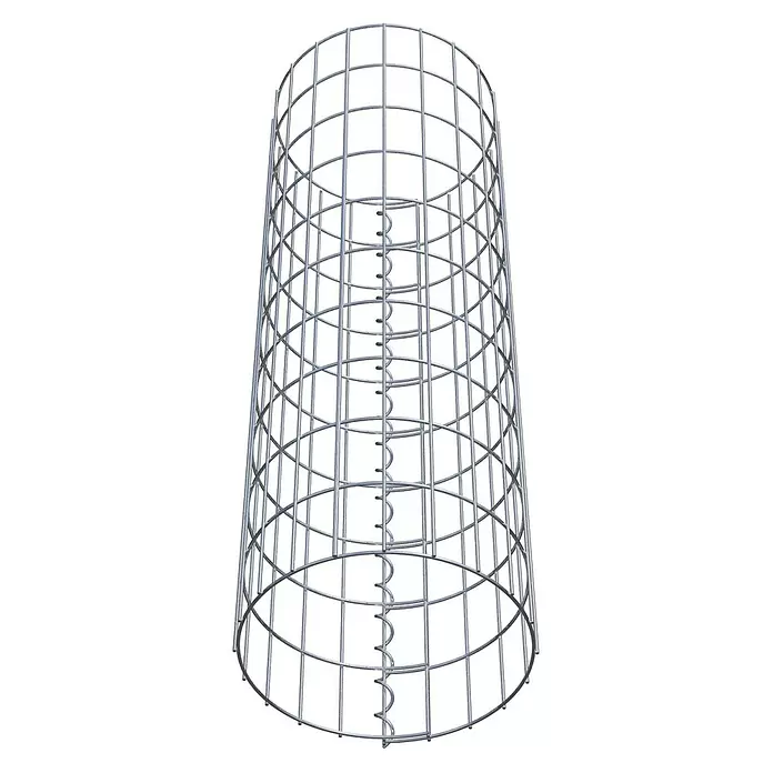 Gabiona Gabionensäule - Durchmesser: 32 cm, Höhe: 100 cm, Stahl, Maschenbreite: 50 mm, Maschenhöhe: 100 mm - Zylindrischer Drahtgitterkäfig aus Metall mit Gitterstruktur und interner Spiralstütze.