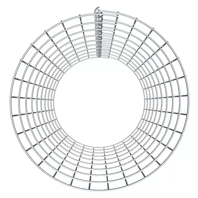 Gabiona Gabionensäule - Durchmesser: 47 cm, Höhe: 90 cm, Stahl, Maschenbreite: 50 mm, Maschenhöhe: 100 mm - Silberner kreisförmiger Metall-Drahtgitter-Tunnel mit obenliegender Spiralhaken.