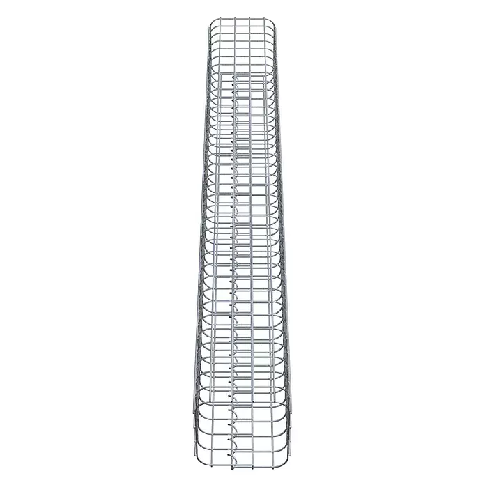 Gabiona Gabionensäule - 22 x 22 x 180 cm, Stahl, Maschenbreite: 50 mm, Maschenhöhe: 50 mm - Länglicher, rechteckiger silbergrauer Metall-Gabionenkorb mit offener Gitterstruktur.