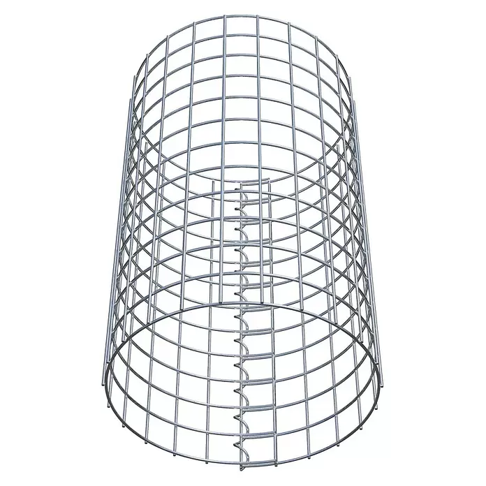 Gabiona Gabionensäule - Durchmesser: 37 cm, Höhe: 60 cm, Stahl, Maschenbreite: 50 mm, Maschenhöhe: 50 mm - Silberfarbener Metallgitterzylinder mit konzentrischem Innengitter zur Unterstützung oder zum Schutz.