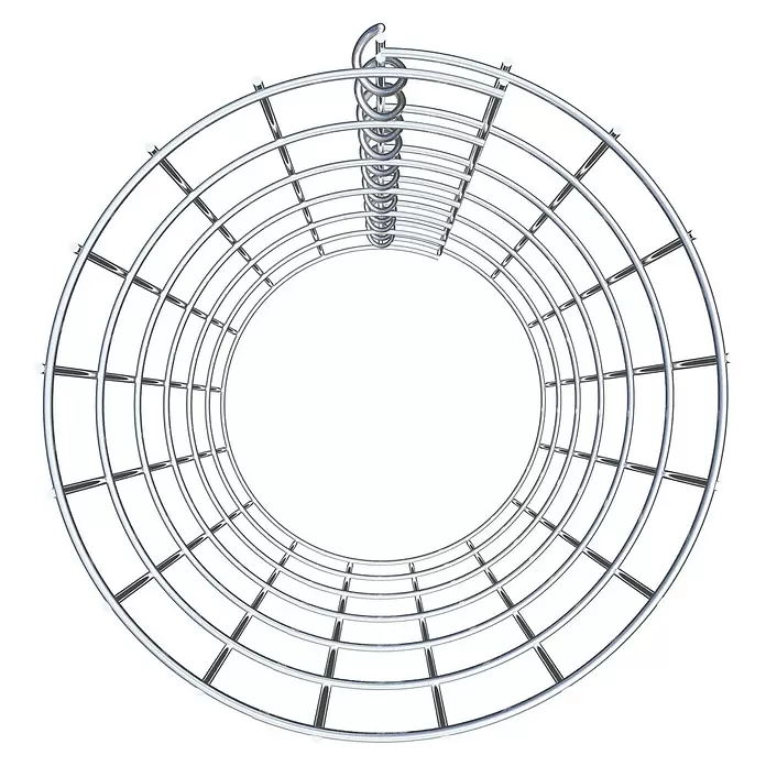 Gabiona Gabionensäule - Durchmesser: 27 cm, Höhe: 60 cm, Stahl, Maschenbreite: 50 mm, Maschenhöhe: 100 mm - Silbernes Metall-Rundregal mit radialen Streben und Spiralgriff.