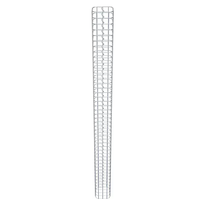 Gabiona Gabionensäule - 17 x 17 x 220 cm, Stahl, Maschenbreite: 50 mm, Maschenhöhe: 50 mm - Hoher Pflanzstützkäfig aus verzinktem Silbermetall mit interner Spirale.