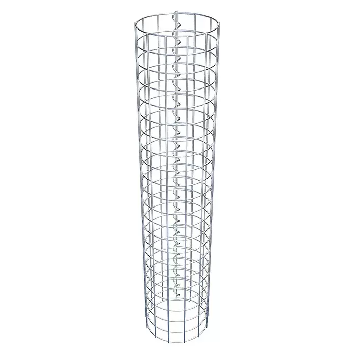 Gabiona Gabionensäule - Durchmesser: 22 cm, Höhe: 110 cm, Stahl, Maschenbreite: 50 mm, Maschenhöhe: 50 mm - Zylindrischer silberner Drahtkäfig aus Metall mit innerer Spiralstütze, geeignet für Pflanzen oder Gabionen.