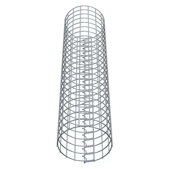 Gabiona Gabionensäule - Durchmesser: 27 cm, Höhe: 110 cm, Stahl, Maschenbreite: 50 mm, Maschenhöhe: 50 mm - Silbergrauer zylindrischer Metallbewehrungskorb mit Drahtgitter und innerem Spiralelement.