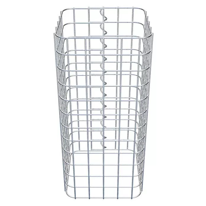 Gabiona Gabionensäule - 27 x 27 x 60 cm, Stahl, Maschenbreite: 50 mm, Maschenhöhe: 50 mm - Hoher, rechteckiger Gabionenkorb aus silbernem Drahtgeflecht.