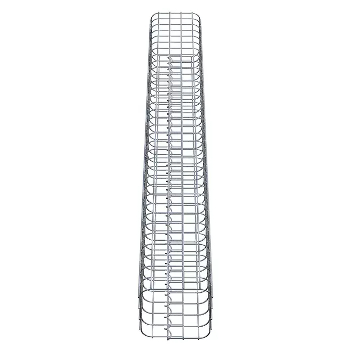 Gabiona Gabionensäule - 22 x 22 x 170 cm, Stahl, Maschenbreite: 50 mm, Maschenhöhe: 50 mm - Länglicher silberner Metall-Drahtgitterkäfig mit abgerundeten Ecken.
