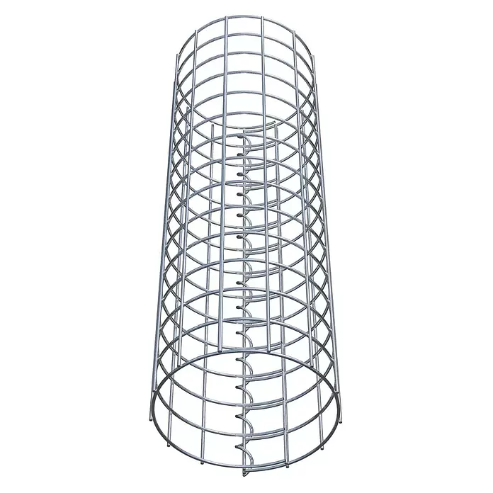 Gabiona Gabionensäule - Durchmesser: 22 cm, Höhe: 70 cm, Stahl, Maschenbreite: 50 mm, Maschenhöhe: 50 mm - Zylindrischer Pflanzenstützkäfig aus silbernem Metall mit Innenspirale.