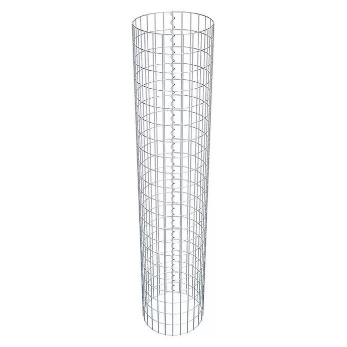 Gabiona Gabionensäule - Durchmesser: 42 cm, Höhe: 210 cm, Stahl, Maschenbreite: 50 mm, Maschenhöhe: 100 mm - Zylindrischer Gabionenkorb aus verzinktem Drahtgeflecht für den Landschaftsbau oder Baumschutz.