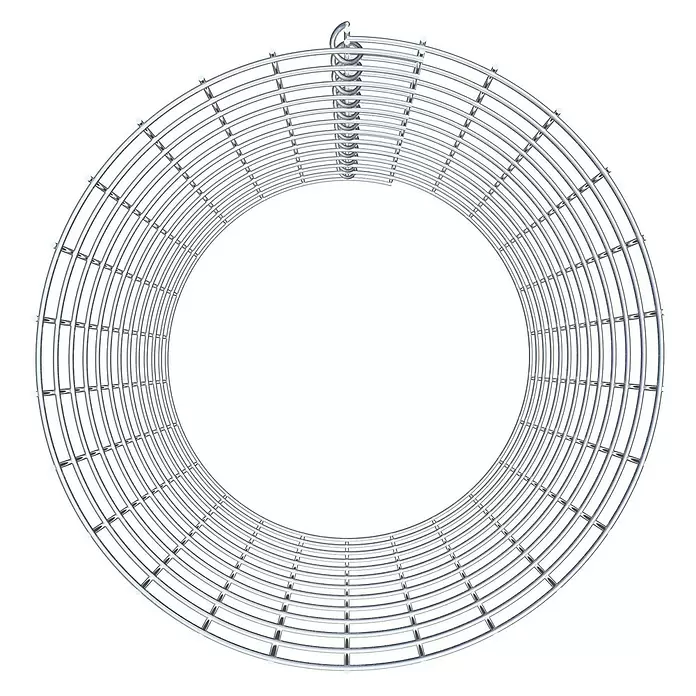 Gabiona Gabionensäule - Durchmesser: 42 cm, Höhe: 60 cm, Stahl, Maschenbreite: 50 mm, Maschenhöhe: 50 mm - Kreisförmiges, glänzendes Metallgitter mit kleiner Aufhängeschlaufe oben.