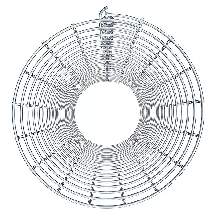 Gabiona Gabionensäule - Durchmesser: 27 cm, Höhe: 100 cm, Stahl, Maschenbreite: 50 mm, Maschenhöhe: 50 mm - Glänzendes silbernes Metall-Spiralgitter, zylindrisch geformt.