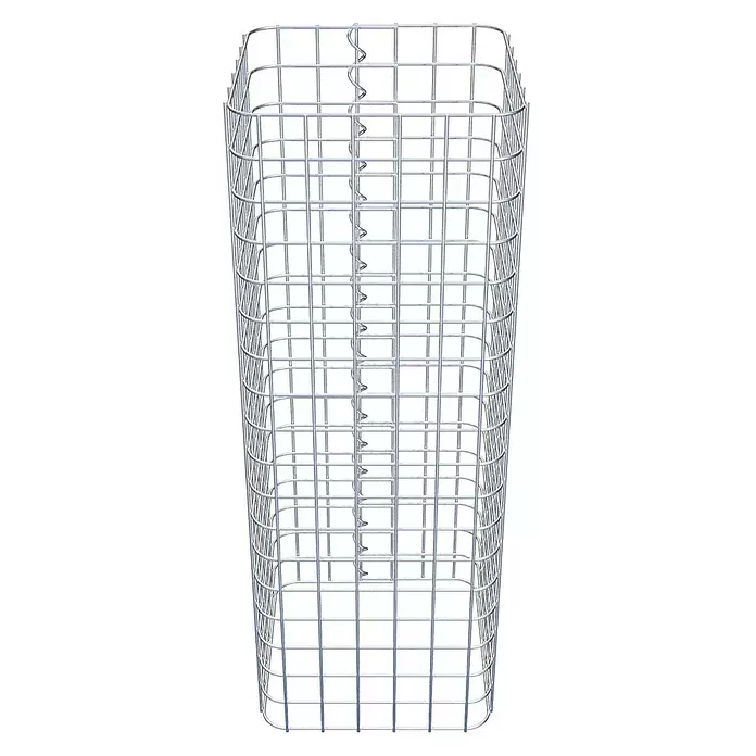 Gabiona Gabionensäule - 32 x 32 x 90 cm, Stahl, Maschenbreite: 50 mm, Maschenhöhe: 50 mm - Hoher, rechteckiger Drahtgitterkorb aus silbernem Metall mit Spiralverbindern zur Montage.