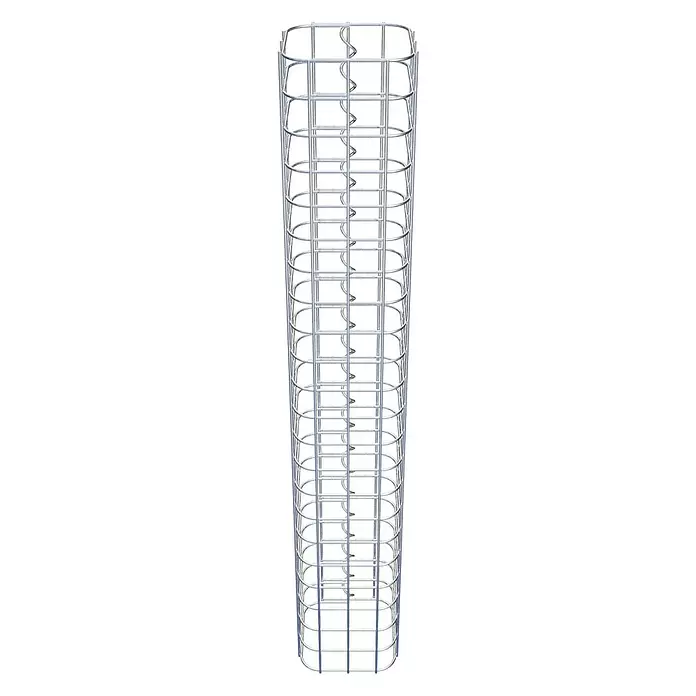 Gabiona Gabionensäule - 17 x 17 x 110 cm, Stahl, Maschenbreite: 50 mm, Maschenhöhe: 50 mm - Silbernes Metall-Bewehrungsgeflecht mit vertikalen Stäben, horizontalen Ringen und einer zentralen Spirale.