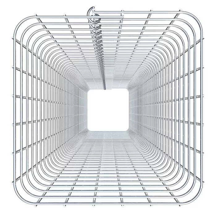 Gabiona Gabionensäule - 32 x 32 x 220 cm, Stahl, Maschenbreite: 50 mm, Maschenhöhe: 50 mm - Verchromtes Metallgitter bildet einen quadratischen Tunnel.