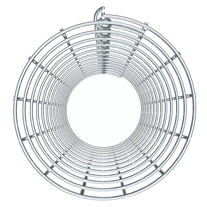 Gabiona Gabionensäule - Durchmesser: 22 cm, Höhe: 60 cm, Stahl, Maschenbreite: 50 mm, Maschenhöhe: 50 mm - Verchromter Metall-Spiralhängekorb mit Haken, zum Aufhängen oder Sieben.