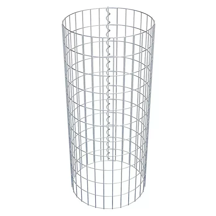 Gabiona Gabionensäule - Durchmesser: 47 cm, Höhe: 110 cm, Stahl, Maschenbreite: 50 mm, Maschenhöhe: 100 mm - Zylindrischer Drahtgitter-Gabionenkorb mit Spiralverschluss.