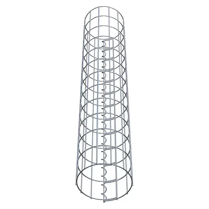 Gabiona Gabionensäule - Durchmesser: 22 cm, Höhe: 120 cm, Stahl, Maschenbreite: 50 mm, Maschenhöhe: 100 mm - Zylindrischer Gabionenkorb aus verzinktem Stahl mit innerer Spiralstütze.