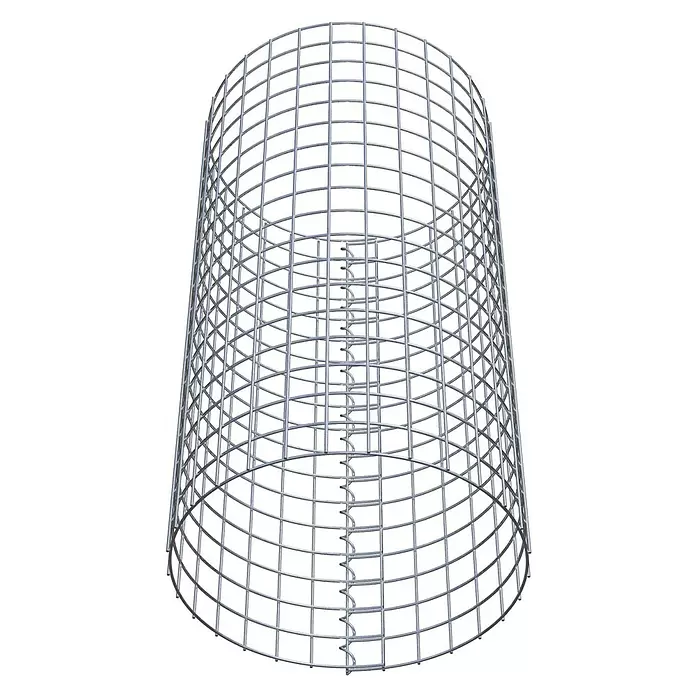 Gabiona Gabionensäule - Durchmesser: 47 cm, Höhe: 90 cm, Stahl, Maschenbreite: 50 mm, Maschenhöhe: 50 mm - Verzinkter Metallgitterzylinder mit einer inneren Spiralstütze.