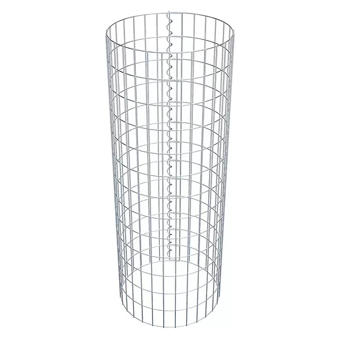 Gabiona Gabionensäule - Durchmesser: 47 cm, Höhe: 130 cm, Stahl, Maschenbreite: 50 mm, Maschenhöhe: 100 mm - Zylindrischer Drahtkorb aus verzinktem Drahtgeflecht mit vertikaler Spiralverbindung.