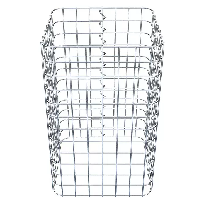 Gabiona Gabionensäule - 42 x 42 x 60 cm, Stahl, Maschenbreite: 50 mm, Maschenhöhe: 50 mm - Silberfarbener rechteckiger Metallgitterkorb mit inneren Stützen.