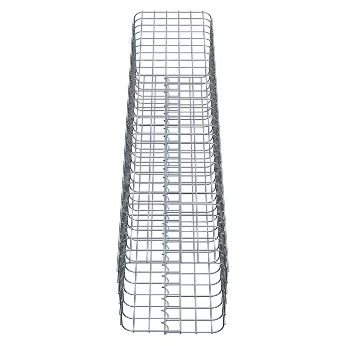 Gabiona Gabionensäule - 32 x 32 x 140 cm, Stahl, Maschenbreite: 50 mm, Maschenhöhe: 50 mm - Rechteckiger silberner Gabionenkorb aus Drahtgitter mit inneren Unterteilungen.