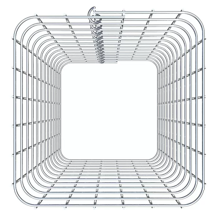 Gabiona Gabionensäule - 32 x 32 x 60 cm, Stahl, Maschenbreite: 50 mm, Maschenhöhe: 50 mm - Verchromter Metall-Quadratgitterkorb mit Haken.