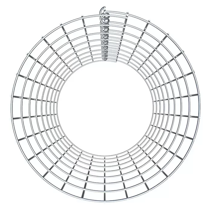 Gabiona Gabionensäule - Durchmesser: 42 cm, Höhe: 80 cm, Stahl, Maschenbreite: 50 mm, Maschenhöhe: 100 mm, Spirale - Rundes silbernes Metallgitter als Rohr, mit spiralförmigem Aufhänger oben.