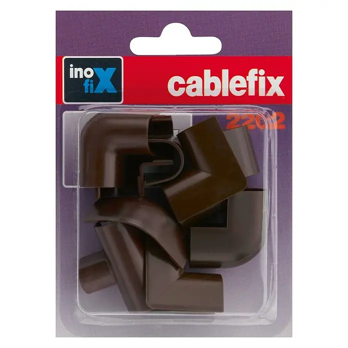 Inofix Cablefix Kit de accesorios para canaleta 2202 - Marrón, An x Al: 1,1 x 1 cm, 10 ud. - Un paquete de piezas de esquina Ino-Fix cablefix en marrón, perfectas para encaminar cables y alambres de forma ordenada en interiores.