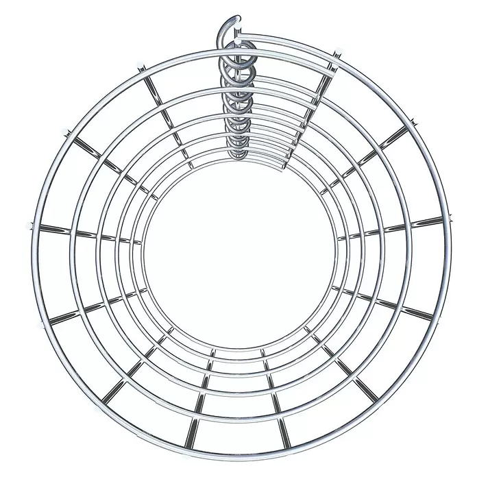 Gabiona Gabionensäule - Durchmesser: 22 cm, Höhe: 50 cm, Stahl, Maschenbreite: 50 mm, Maschenhöhe: 100 mm - Poliertes Chrom-Rundregal mit zentralem Spiraldesign.