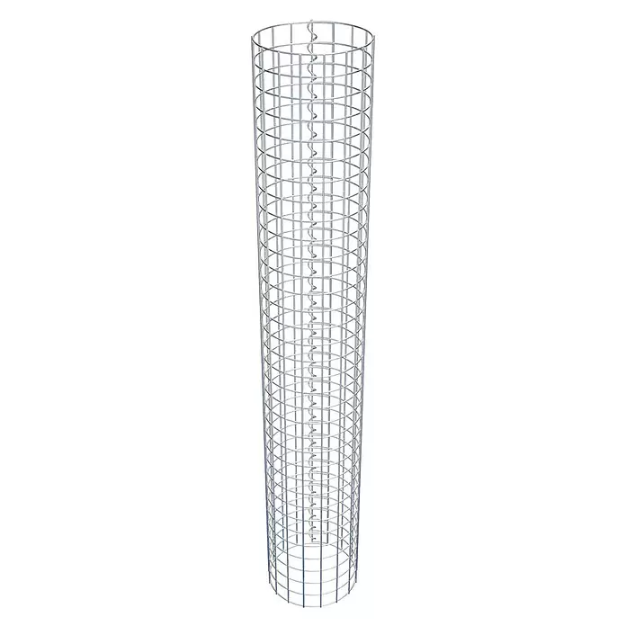 Gabiona Gabionensäule - Durchmesser: 27 cm, Höhe: 170 cm, Stahl, Maschenbreite: 50 mm, Maschenhöhe: 50 mm - Hoher, zylindrischer Käfig aus verzinktem Metalldraht zur Pflanzenstütze.