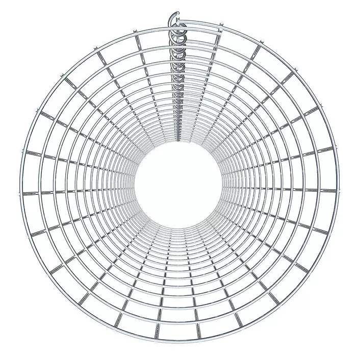 Gabiona Gabionensäule - Durchmesser: 37 cm, Höhe: 190 cm, Stahl, Maschenbreite: 50 mm, Maschenhöhe: 100 mm - Silbergrauer Metallgittertunnel mit zentralem Spiralelement.