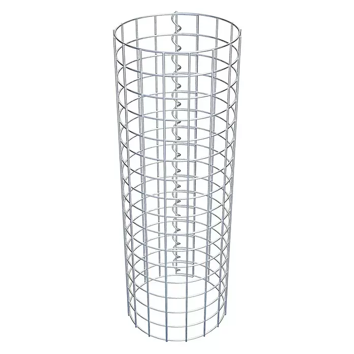 Gabiona Gabionensäule - Durchmesser: 27 cm, Höhe: 80 cm, Stahl, Maschenbreite: 50 mm, Maschenhöhe: 50 mm, Spirale - Zylindrisches Pflanzgestell aus silbernem Metalldraht mit innenliegender Spirale, ideal für Kletterpflanzen.