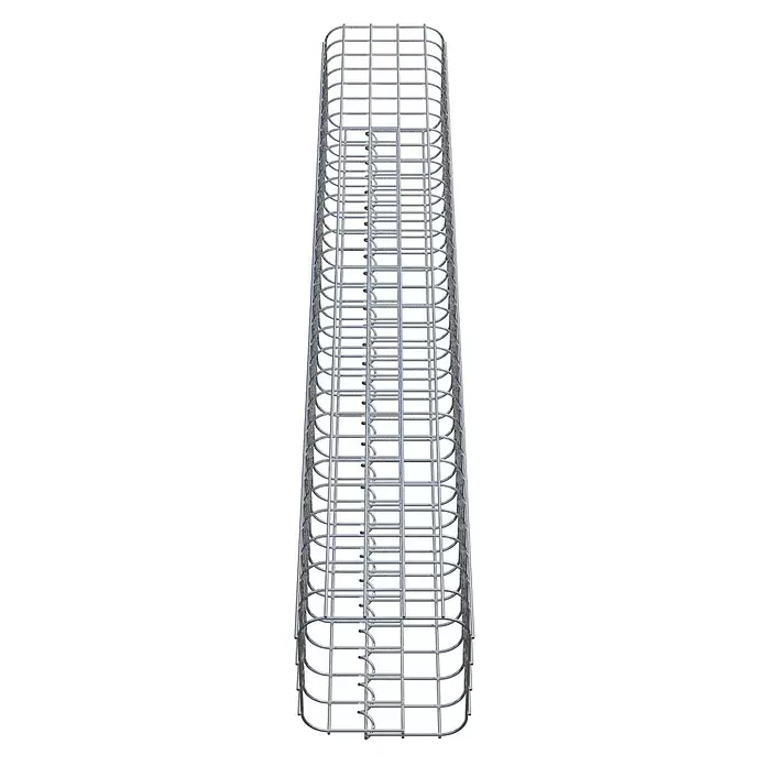 Gabiona Gabionensäule - 22 x 22 x 150 cm, Stahl, Maschenbreite: 50 mm, Maschenhöhe: 50 mm - Rechteckige, silberne Kabelrinne aus Metalldrahtgeflecht.
