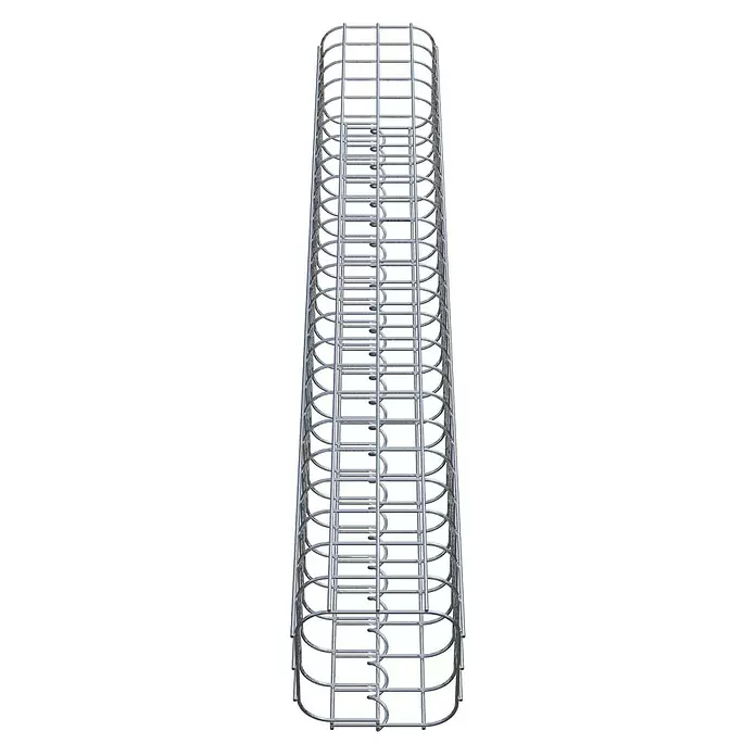 Gabiona Gabionensäule - 17 x 17 x 120 cm, Stahl, Maschenbreite: 50 mm, Maschenhöhe: 50 mm - Silberfarbenes Metallgitter mit vertikalen Stäben und halbrunden Querelementen.
