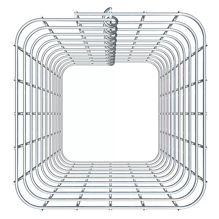 Gabiona Gabionensäule - 27 x 27 x 50 cm, Stahl, Maschenbreite: 50 mm, Maschenhöhe: 50 mm - Silberfarbener Drahtkorb aus Metall mit abgerundeten Ecken und Aufhängehaken.